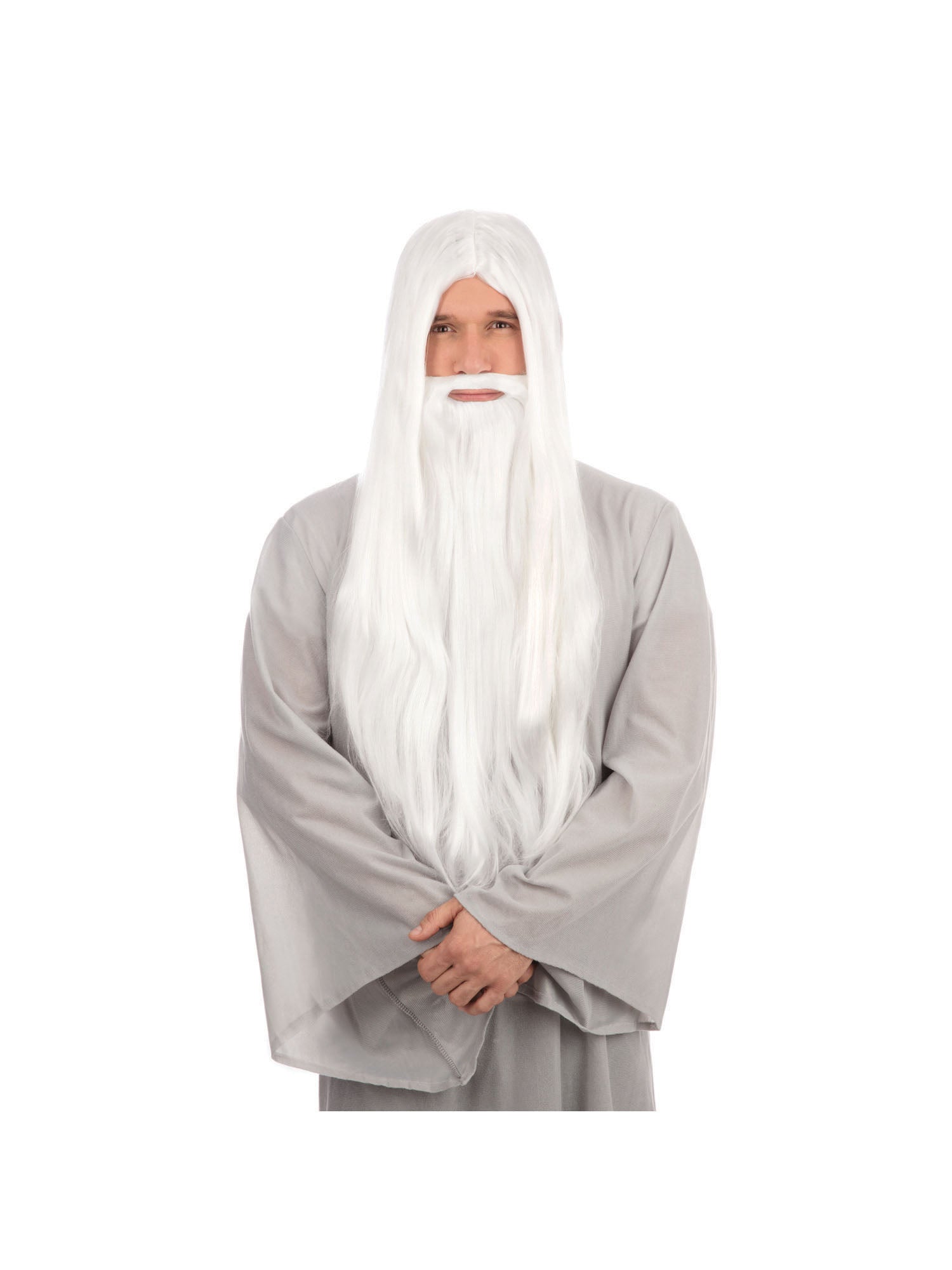 Wizard, White, Generic, Wig, One Size, Back