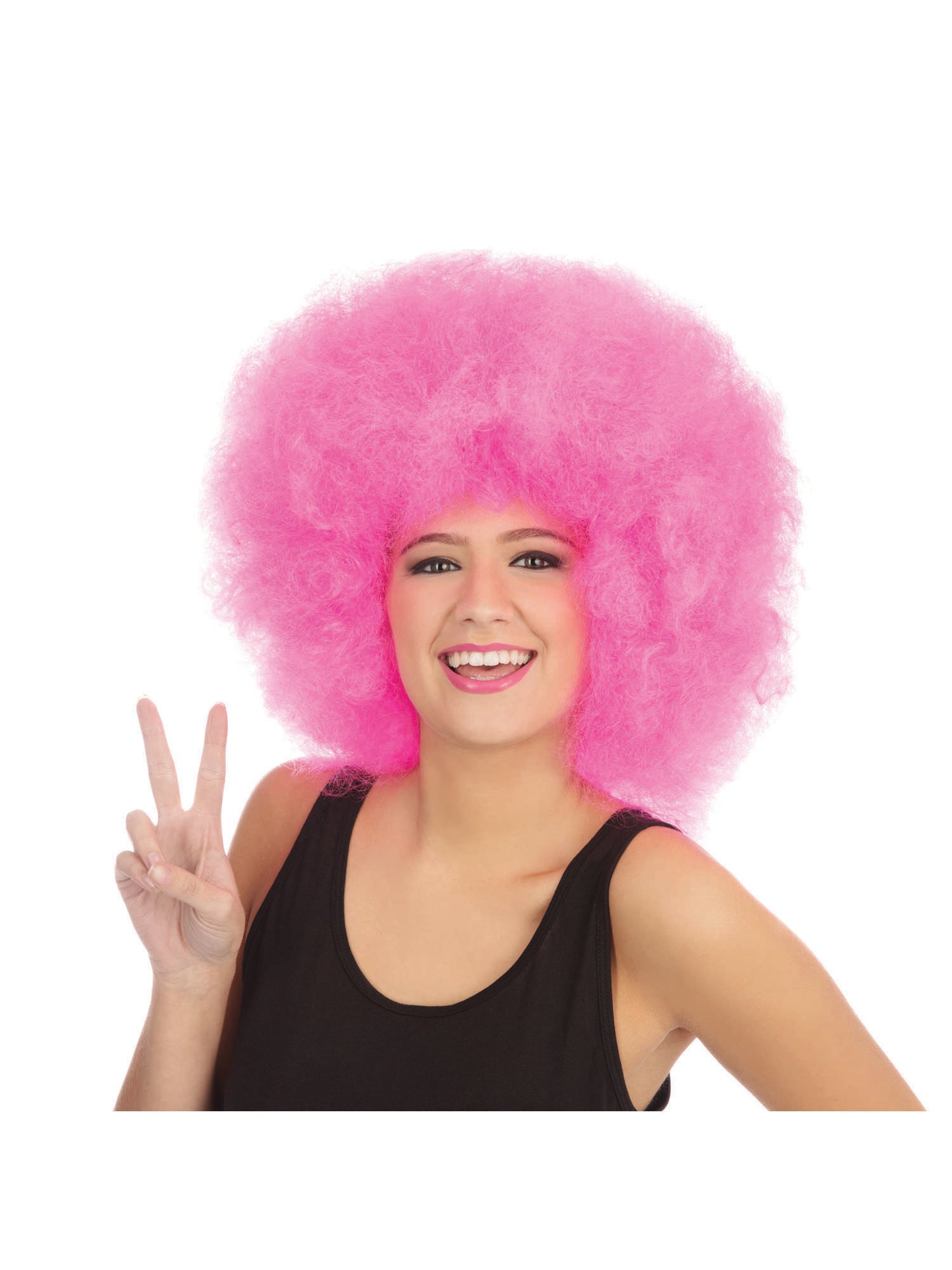 Afro, Pink, Generic, Wig, Adult, Front