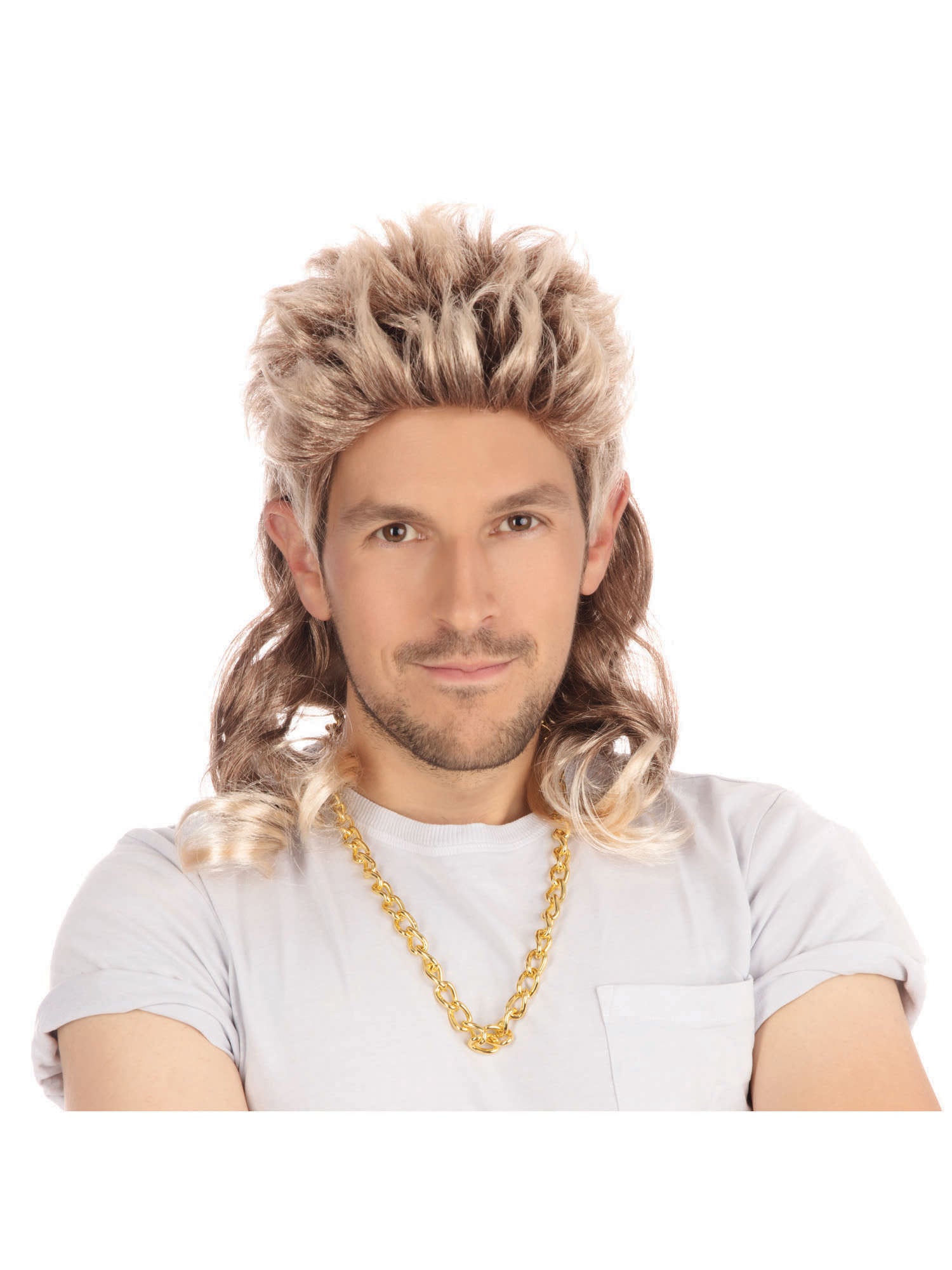 Mullet, Brown, Generic, Wig, One Size, Front