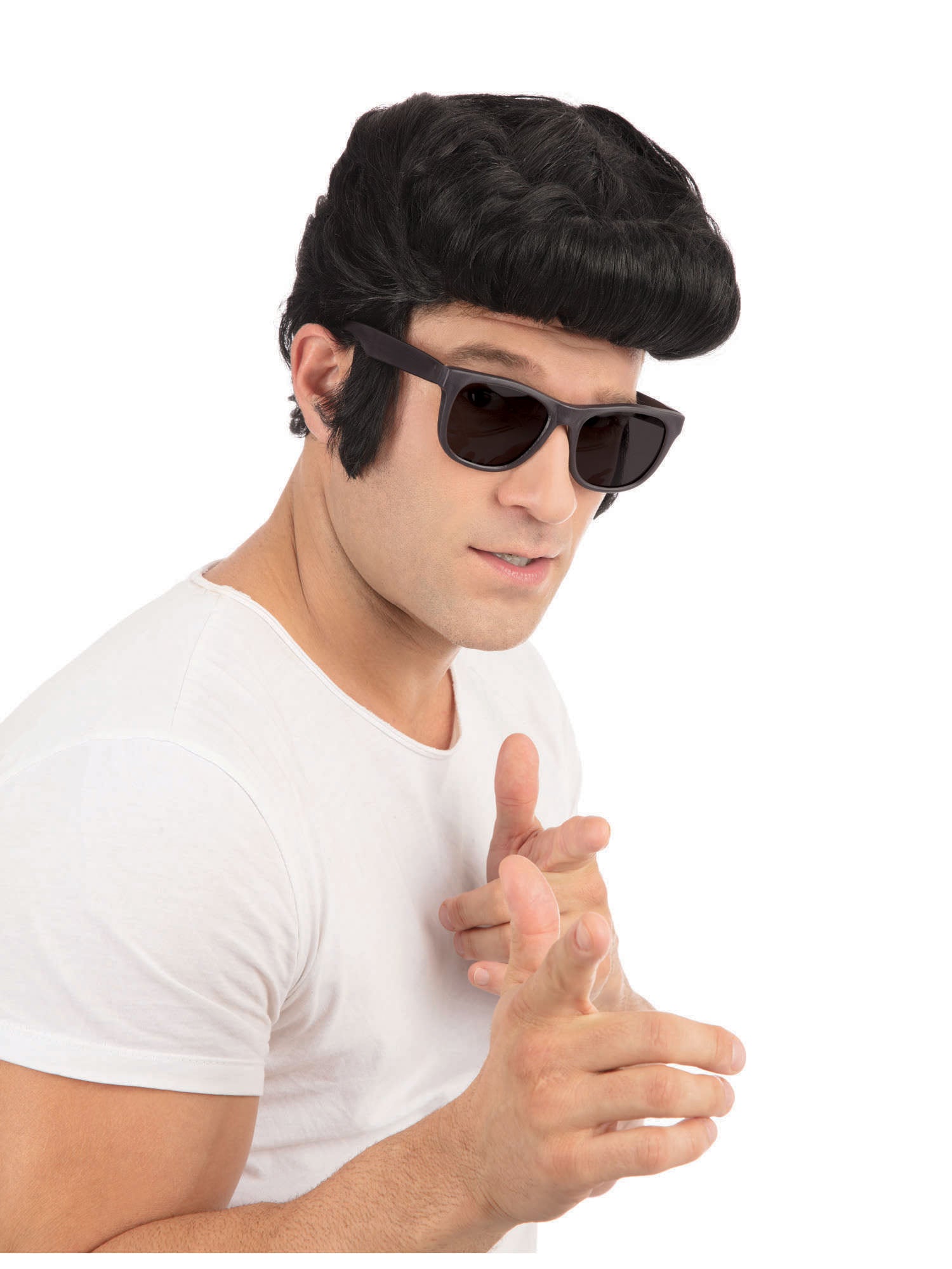 Greaser, Black, Generic, Wig, One Size, Front