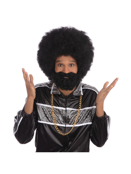 Black Afro Wig And Facial Hair