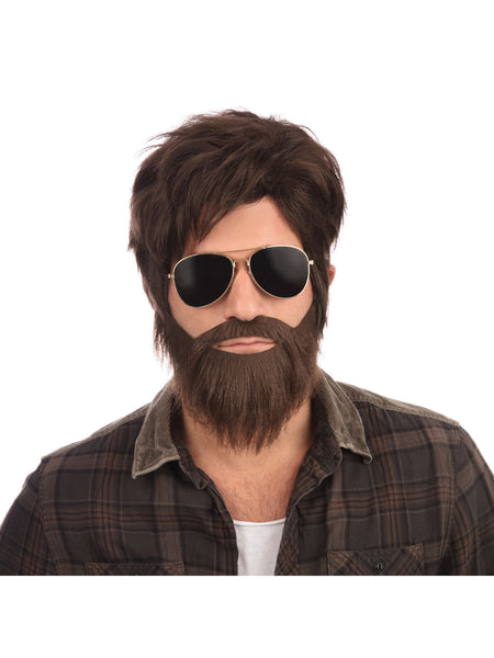 Brown Vegas Vacation Wig And Beard Set