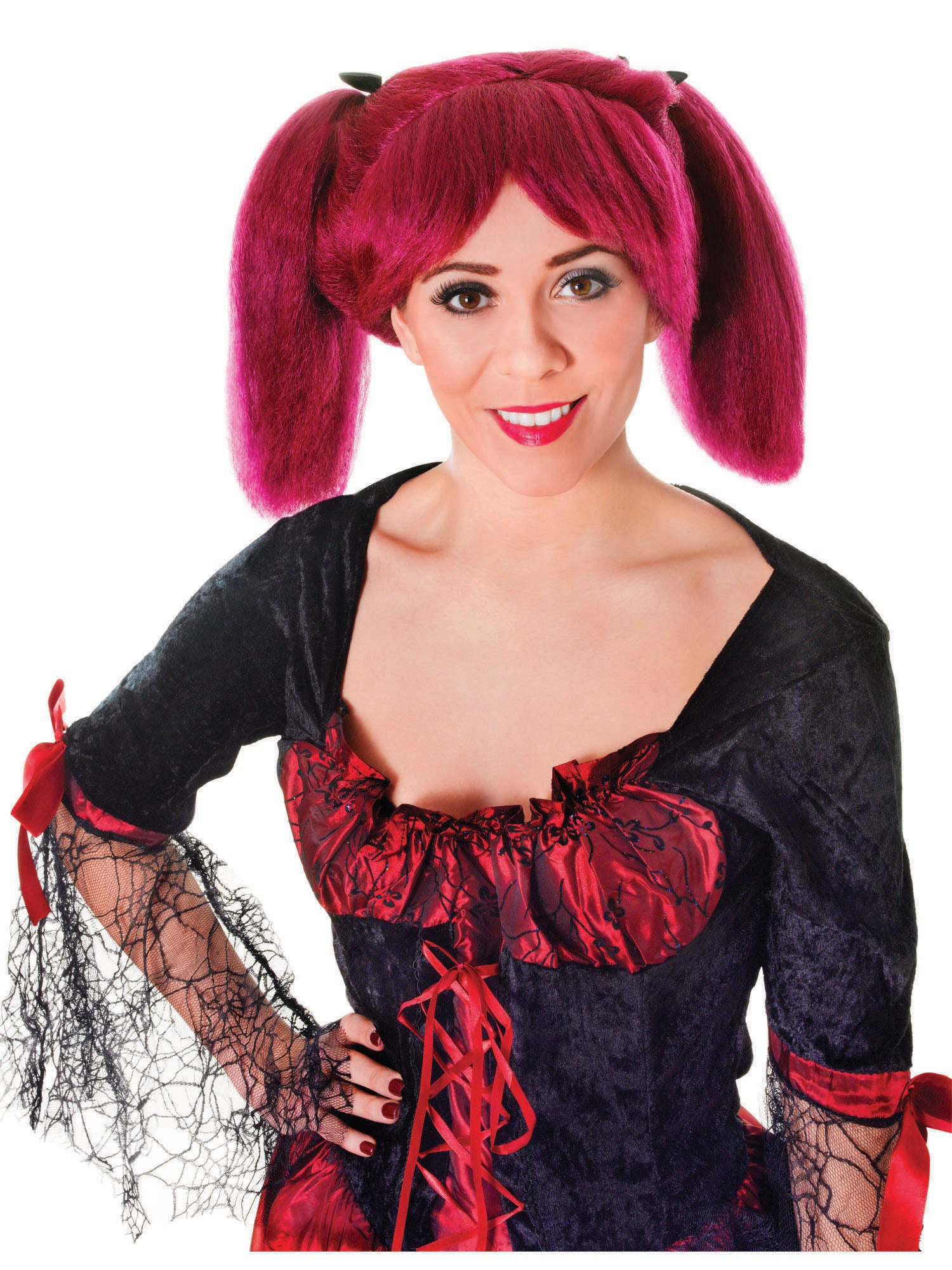 Steampunk, Burgundy, Generic, Wig, One Size, Front