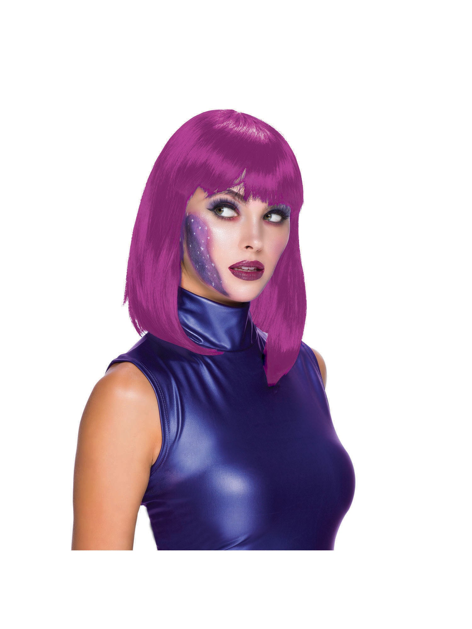 Mid Purple, Purple, Generic, Wig, One Size, Front