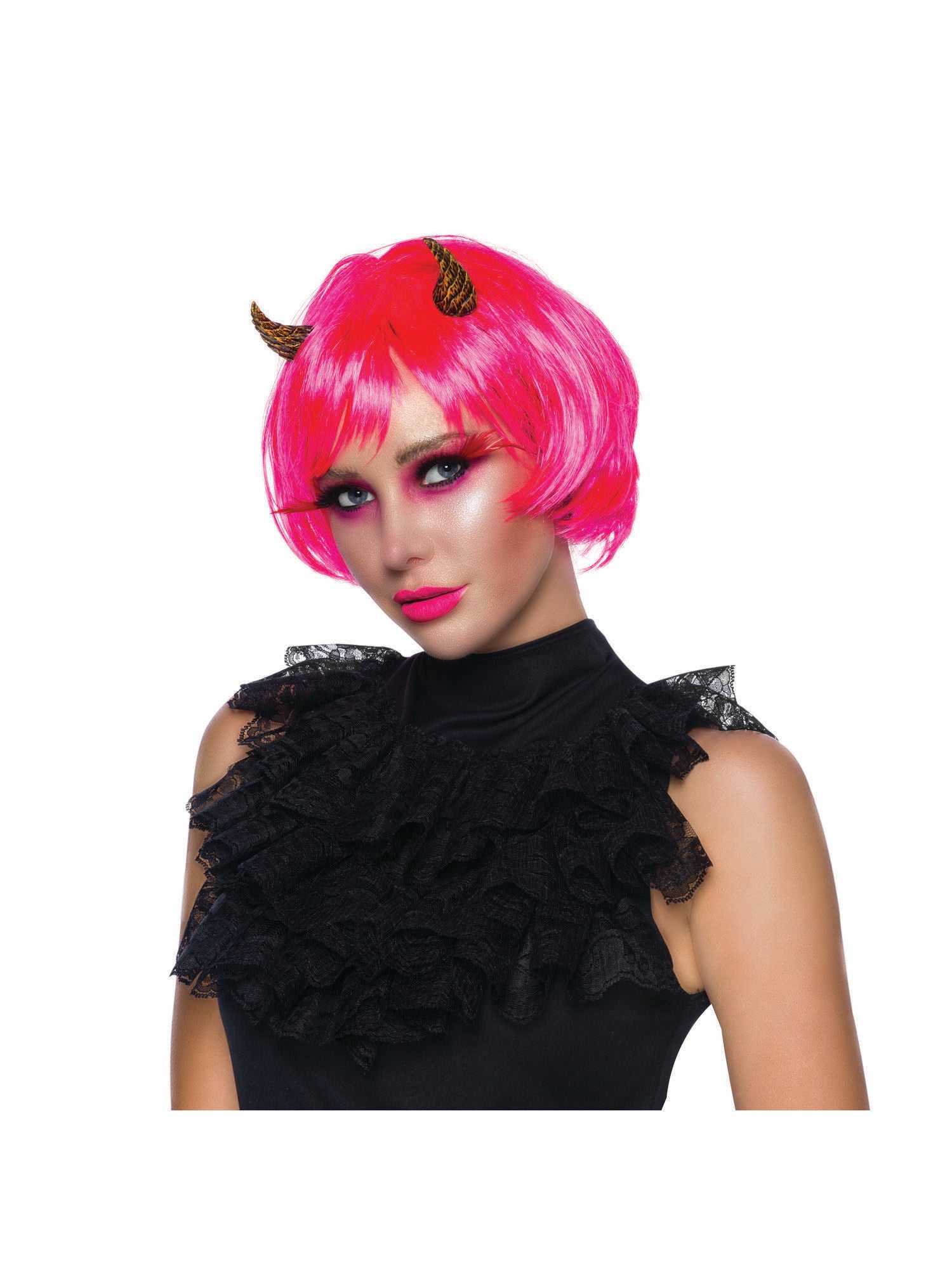 Bob, Neon Pink, Generic, Wig, One Size, Front