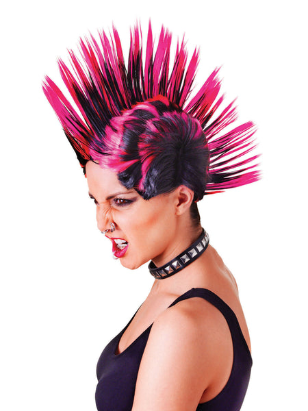 Pink & Black Mohican Female Wig