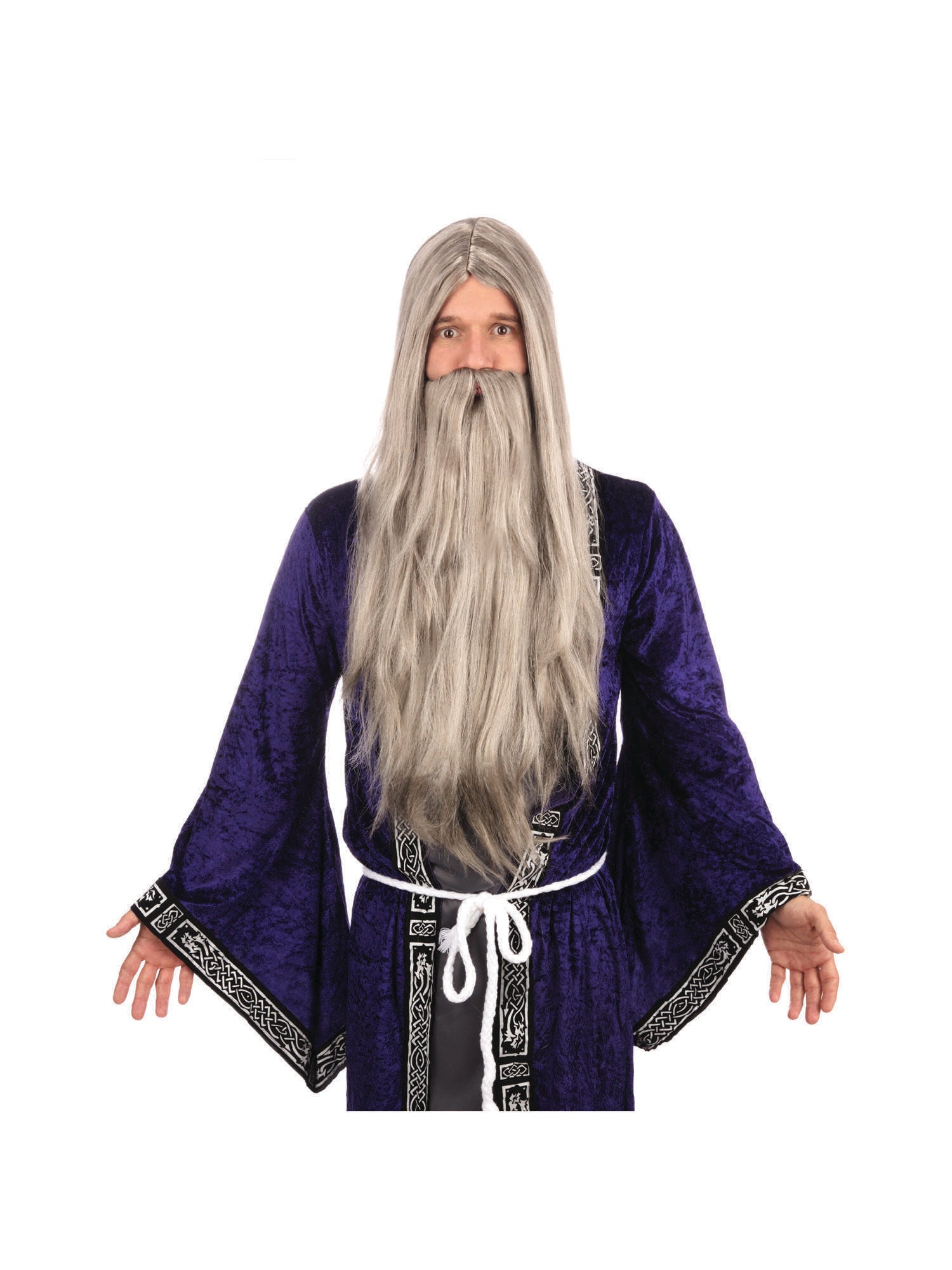 Wizard, Grey, Generic, Wig, One Size, Front