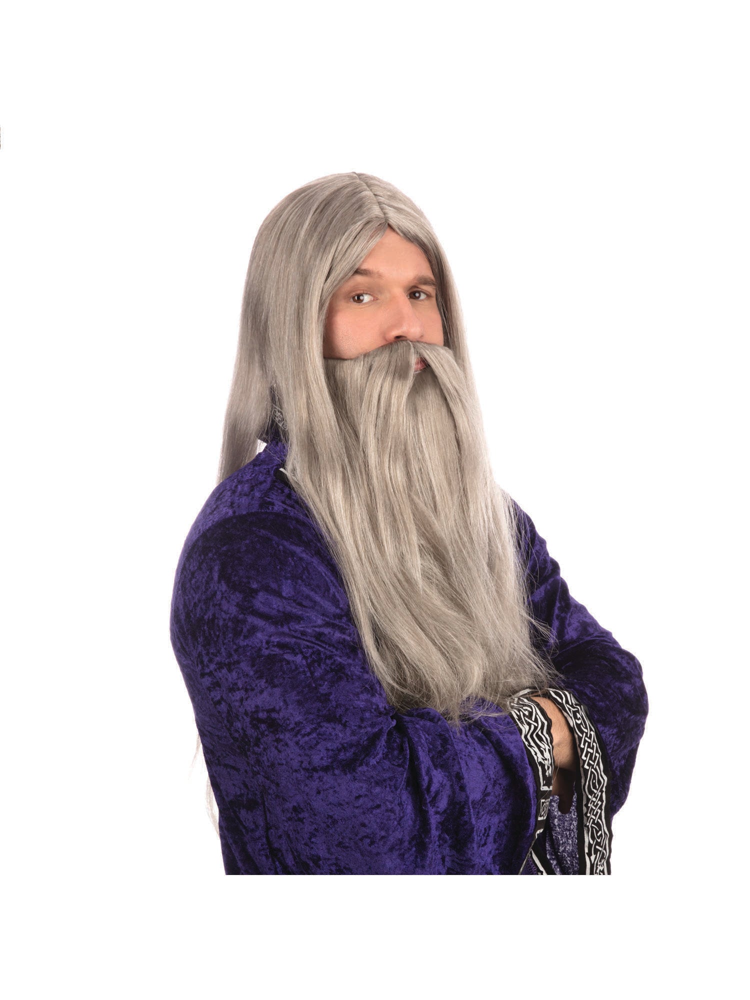 Wizard, Grey, Generic, Wig, One Size, Back