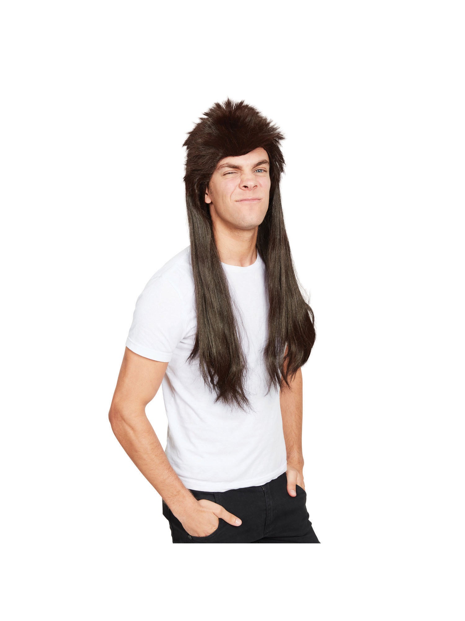 Mullet, Brown, Generic, Wig, Long, Front