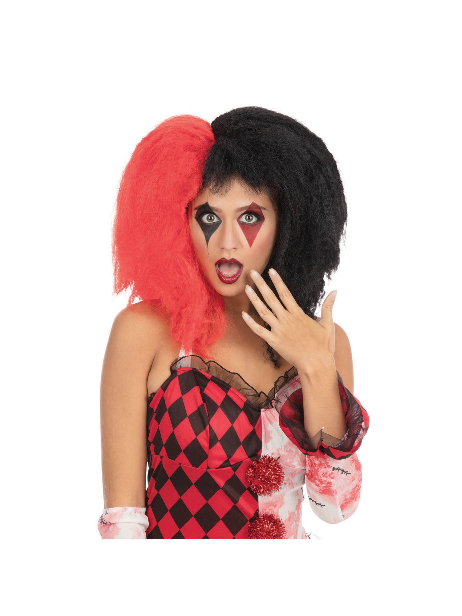 Crazy Red, Red & Black, Generic, Wig, One Size, Front