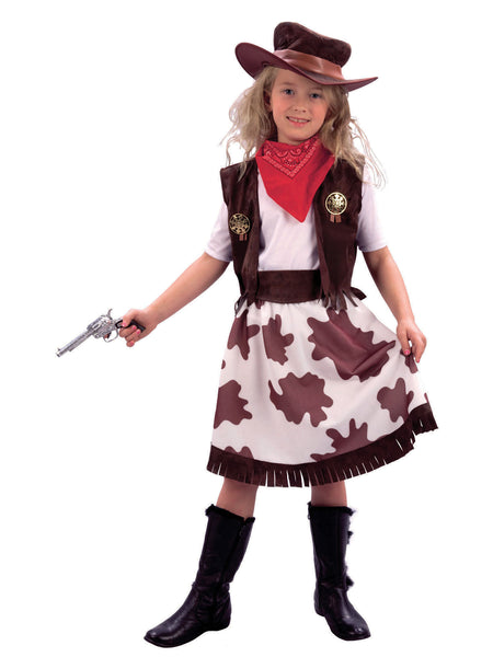 Kids Cowgirl Cow Print Costume