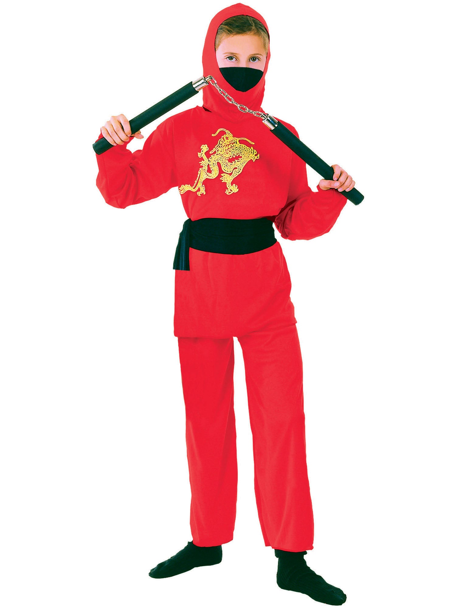 Ninja, Red, Generic, Kids Costumes, Large, Front