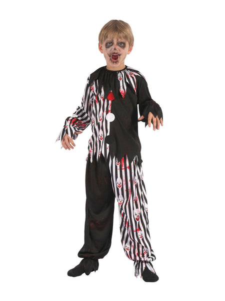 Kids Bloody Harlequin Clown Costume