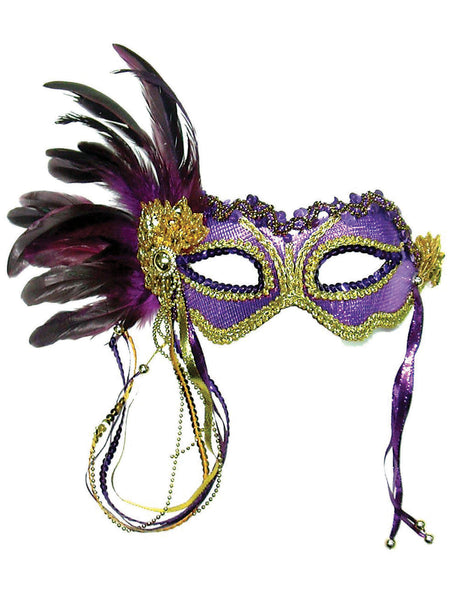 Purple Side Feather Mask