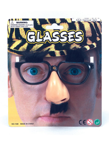 Glasses With Vinyl Nose, Eyebrows & Tash