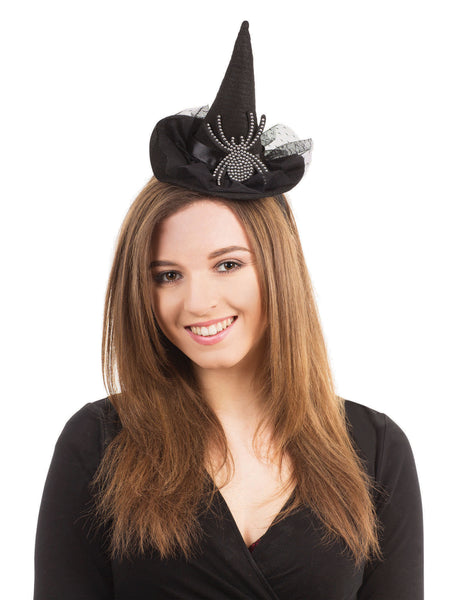 Witch Hat On Headband With Diamant Spider