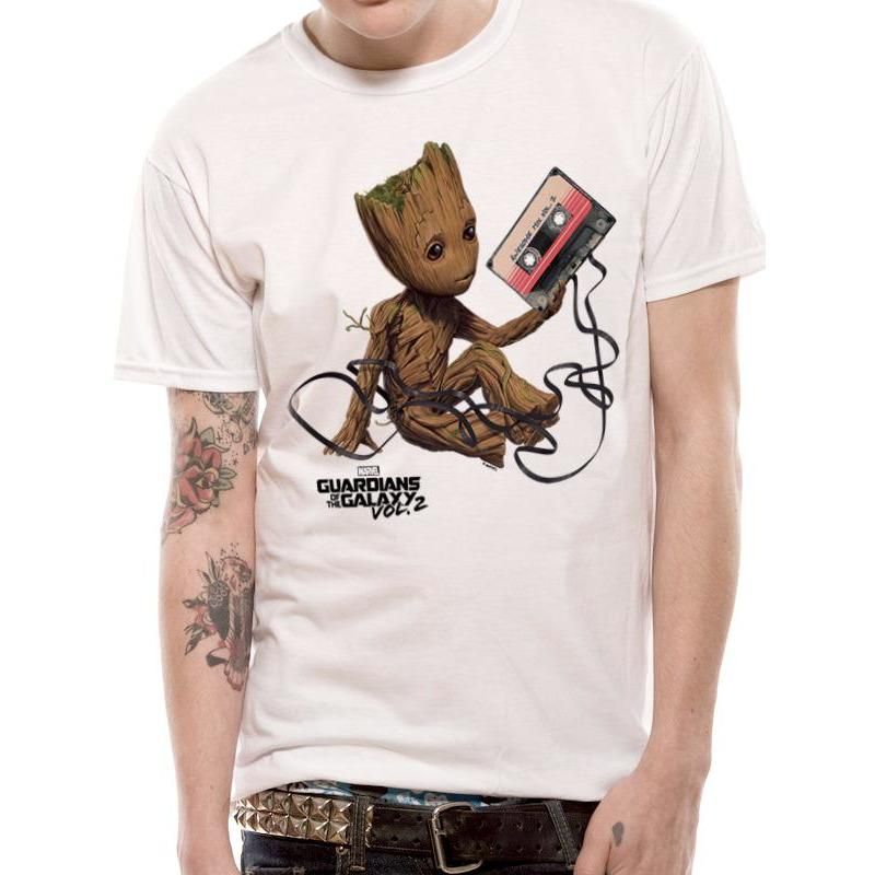 Groot, Guardians Of The Galaxy 2, Guardians Of The Galaxy, Guardians Of The Galaxy 2, White, Marvel, T-Shirt, , Front