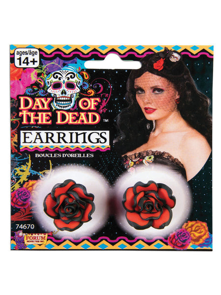 Rose Day Of The Dead Earrings Costume Accessory