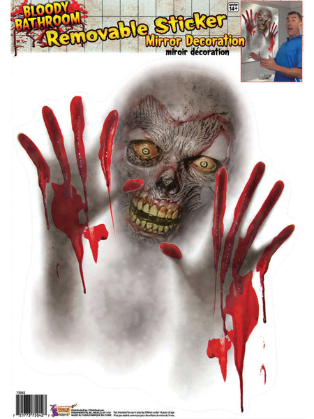Bloody Bathroom Mirror Stickers Costume Accessory