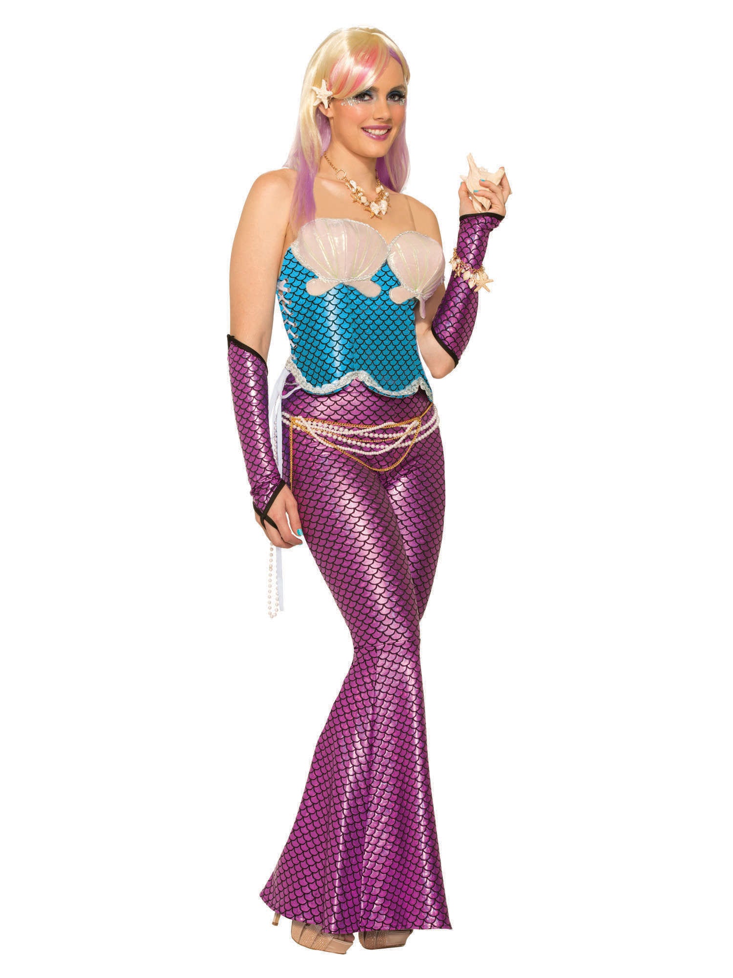 Mermaid, Blue, Generic, Adult Costume, Standard, Front