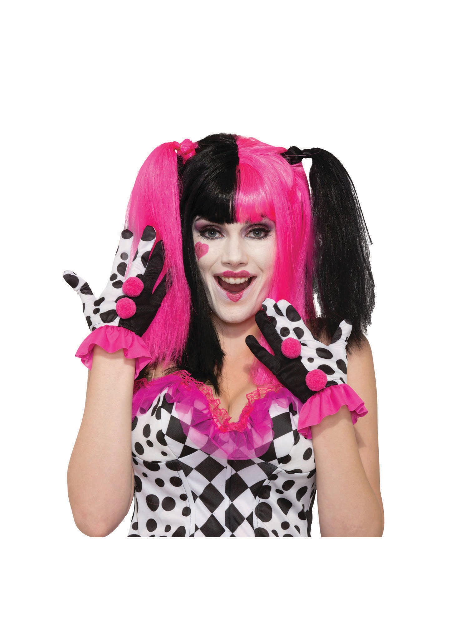 Harlequin Clown Ruffle Gloves Costume Accessory