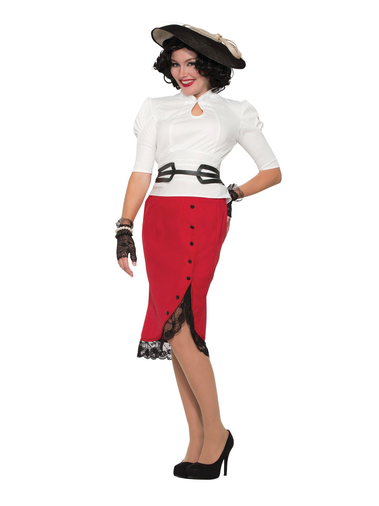 1940s, Red, Generic, Adult Costume, Standard, Front