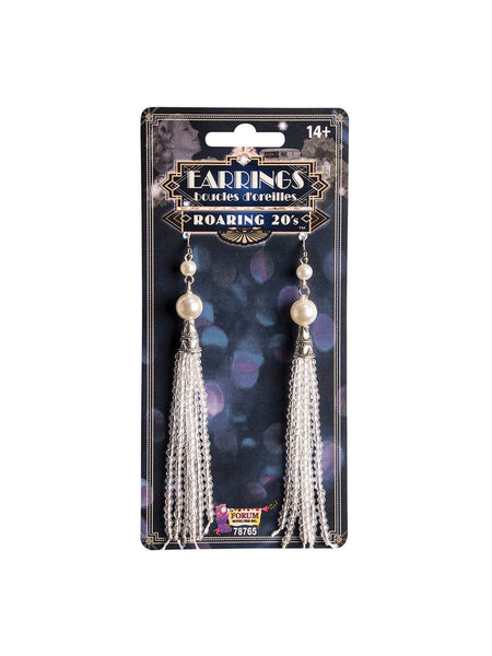 Roaring 20s Pearl Tassel Earrings Costume Accessory