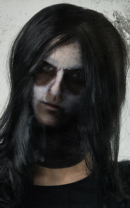 Ghost Mask with Wig Costume Accessory