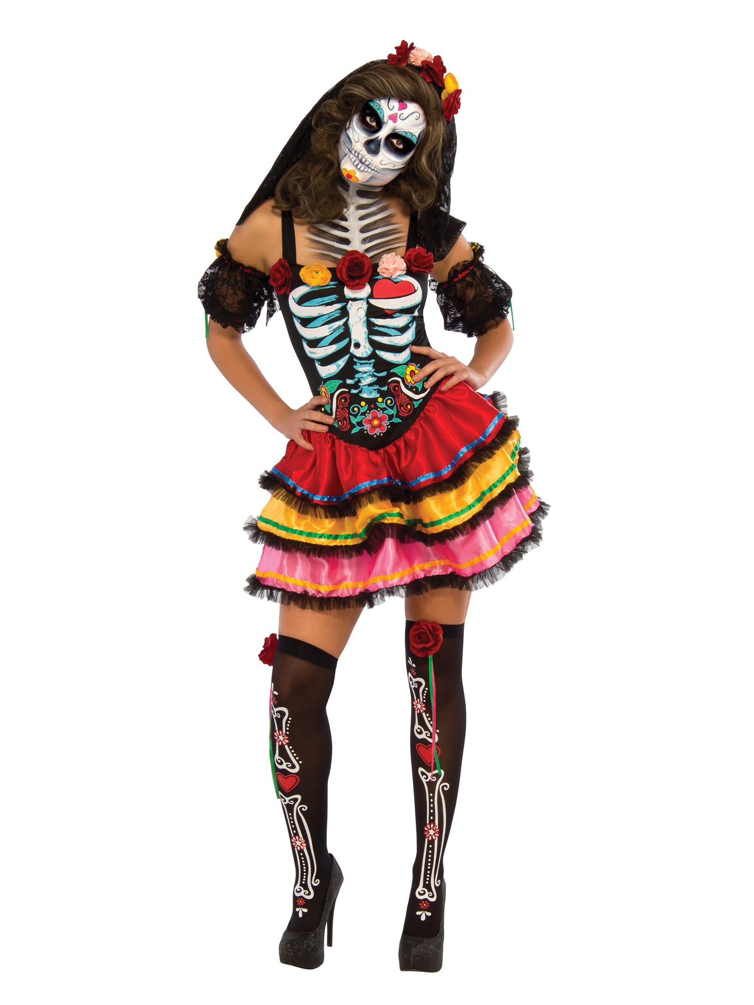 Day Of The Dead, Multi, Generic, Adult Costume, Extra Large, Back