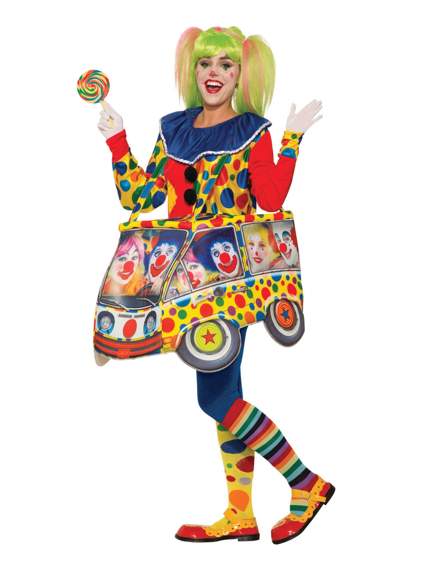 Clown, Multi, Generic, Adult Costume, Standard, Back