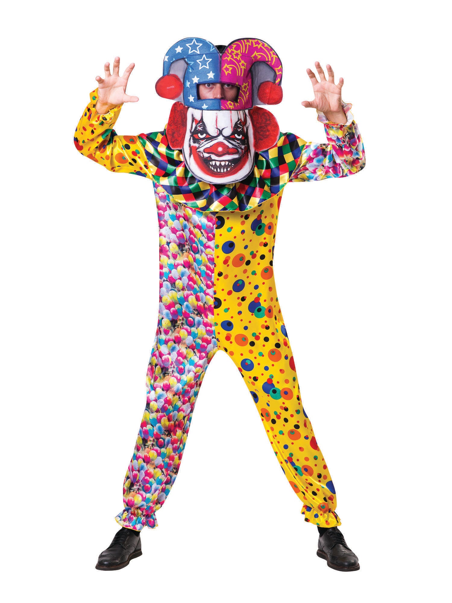 Clown, Multi, Generic, Adult Costume, Standard, Front