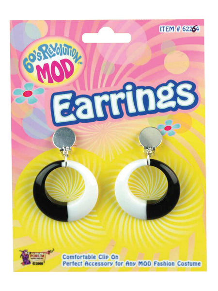 Black & White Mod Earrings Costume Accessory