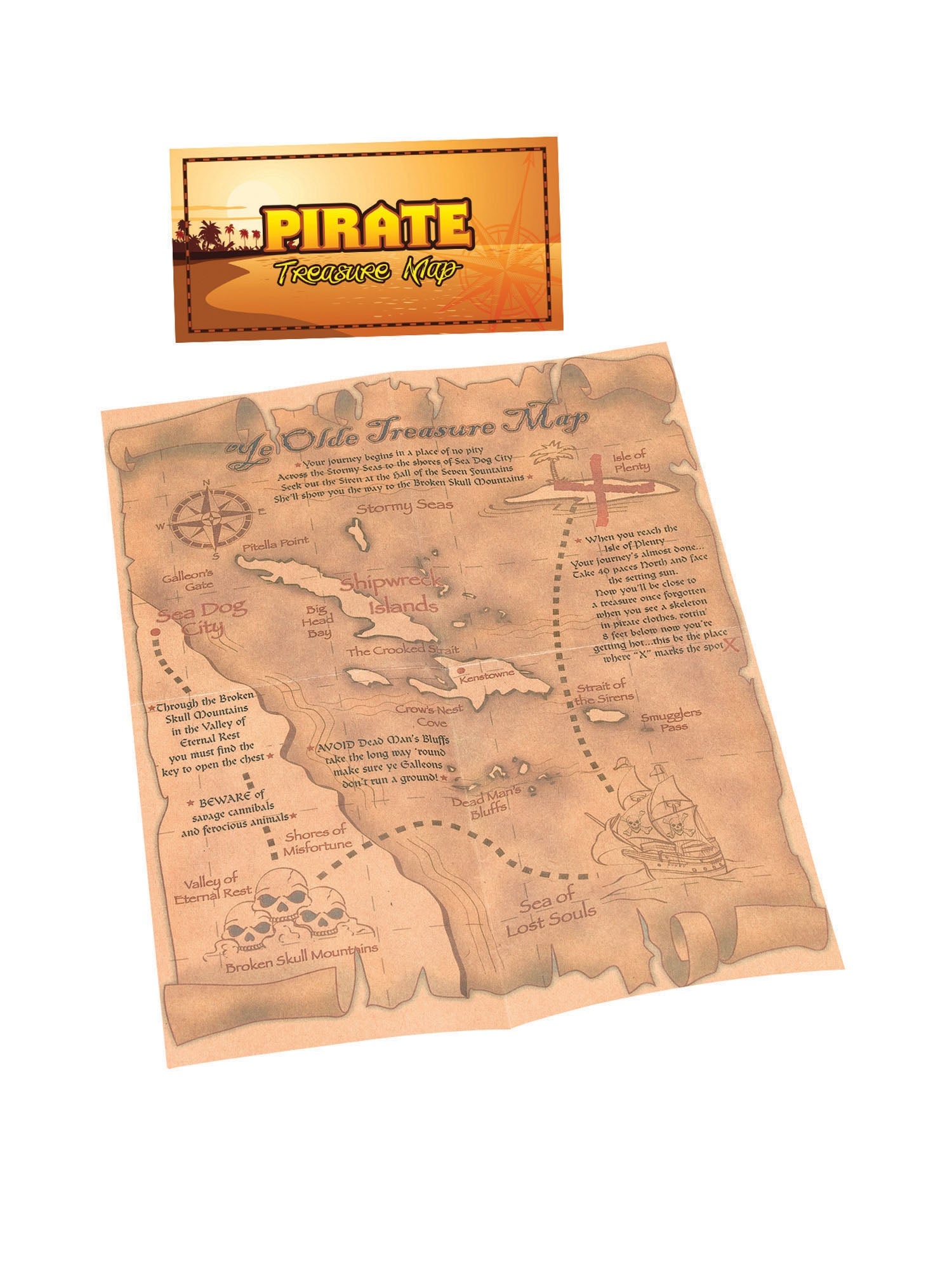 Kids Pirate Girl Costume + Pirate Treasure Map Costume Accessory