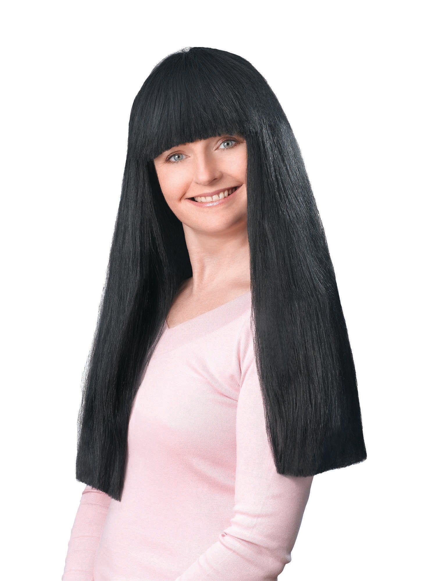 Long Fringe, Black, Generic, Wig, One Size, Front