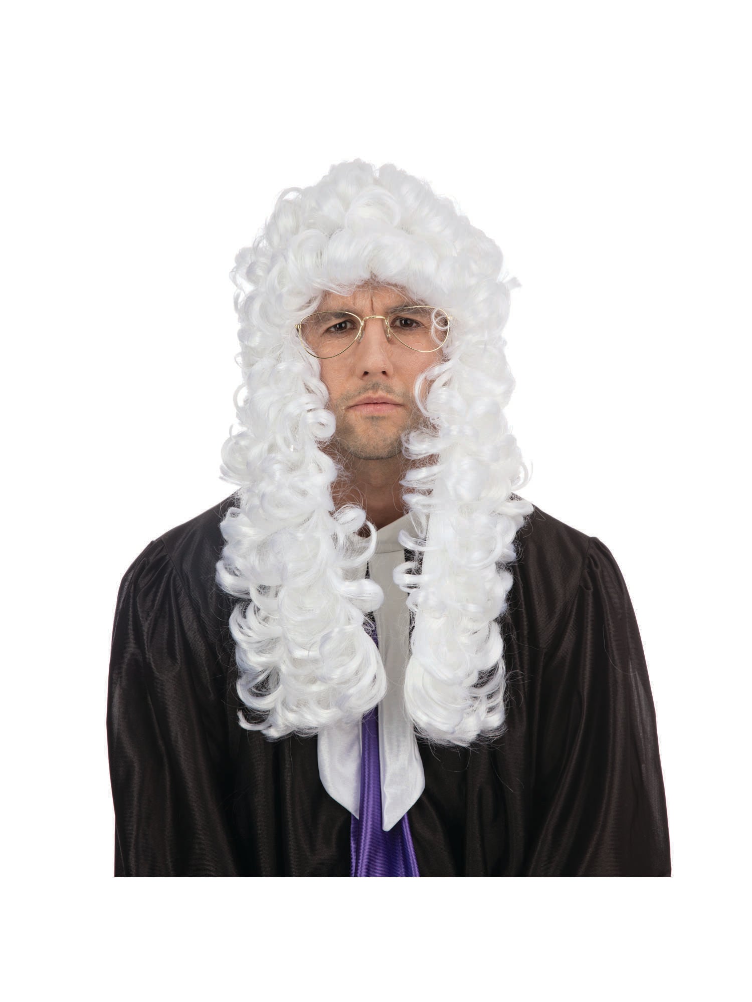 Judge, White, Generic, Wig, One Size, Front
