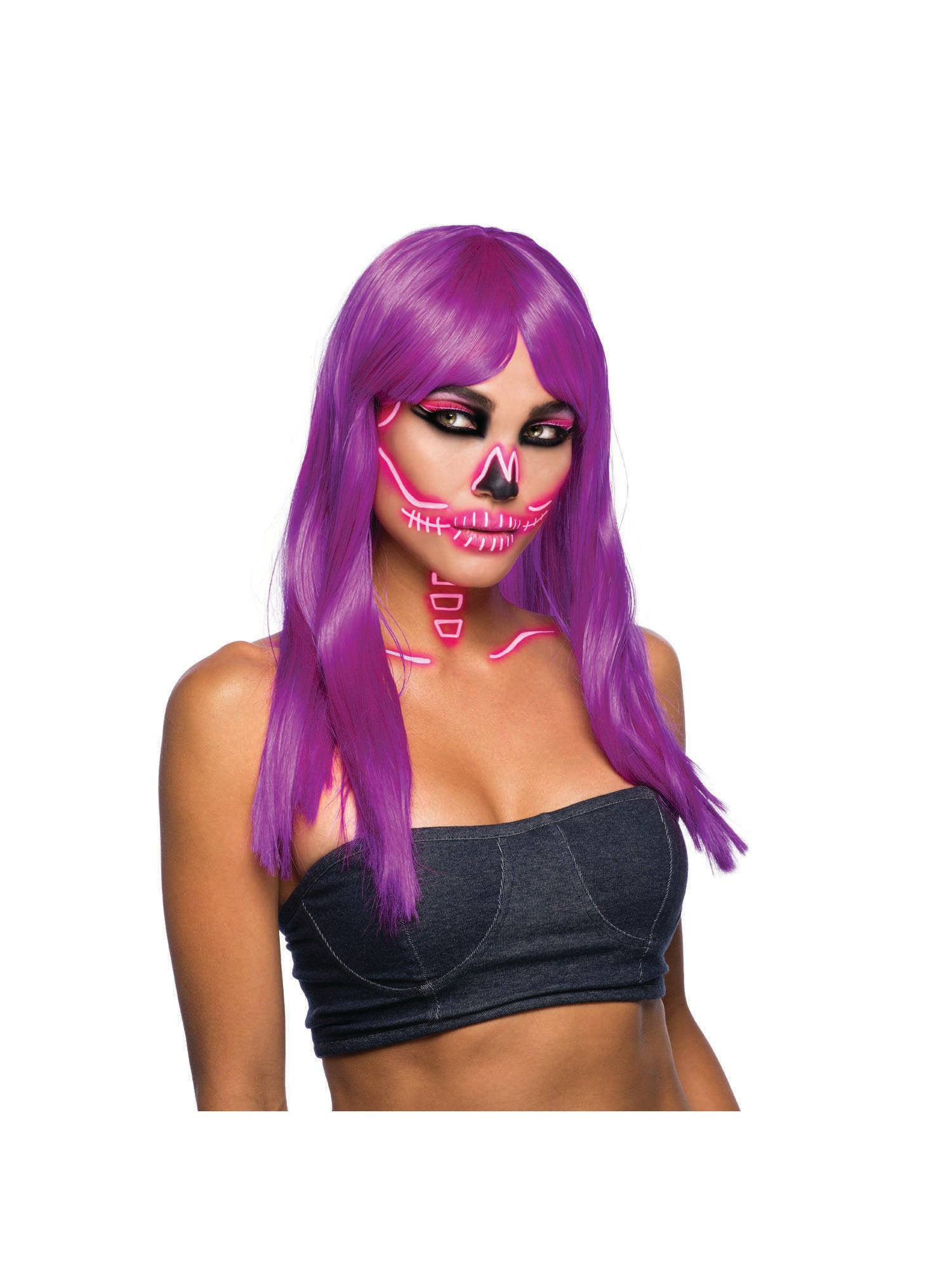 Long Purple, Purple, Generic, Wig, One Size, Front