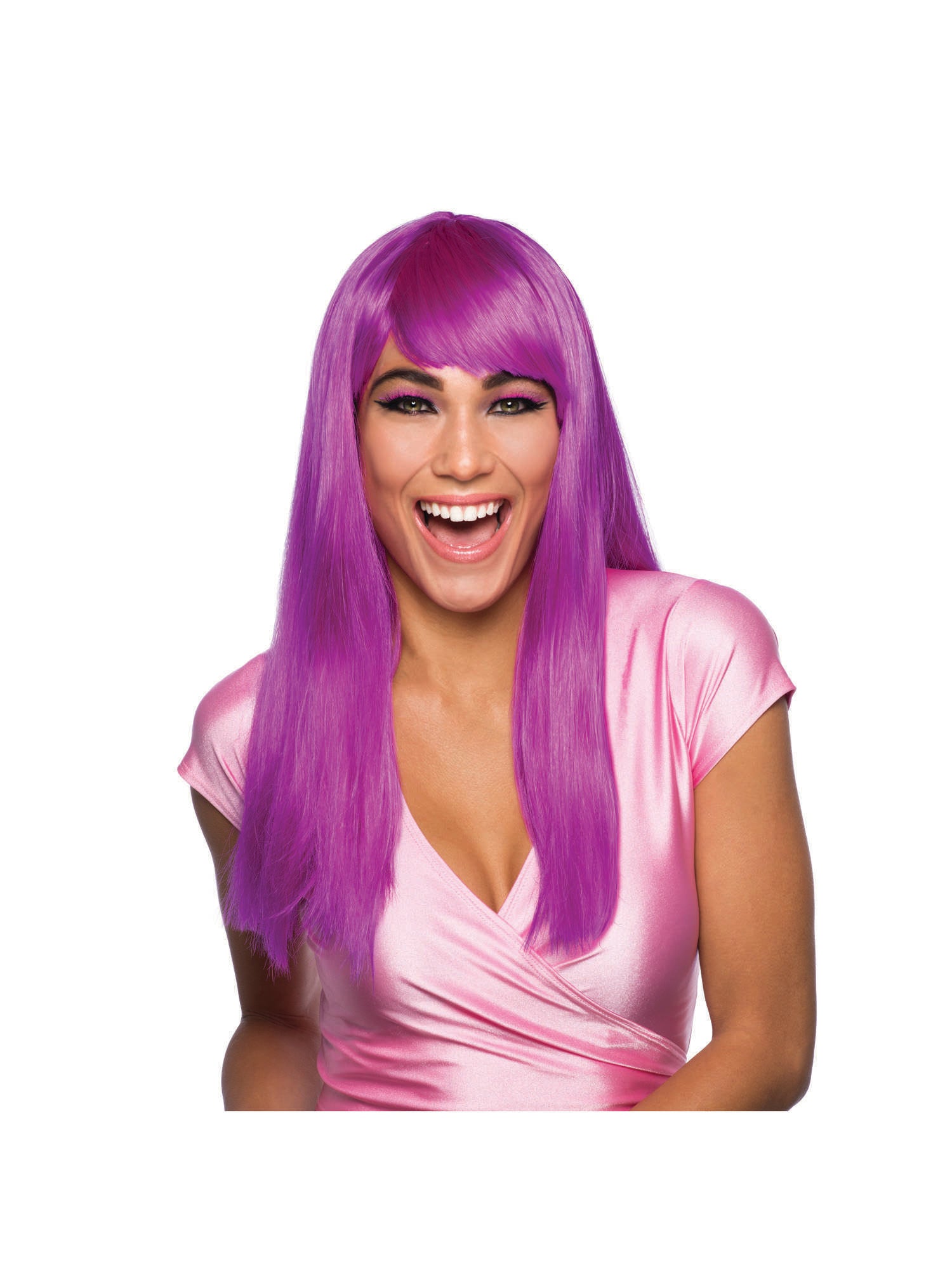 Long Purple, Purple, Generic, Wig, One Size, Side