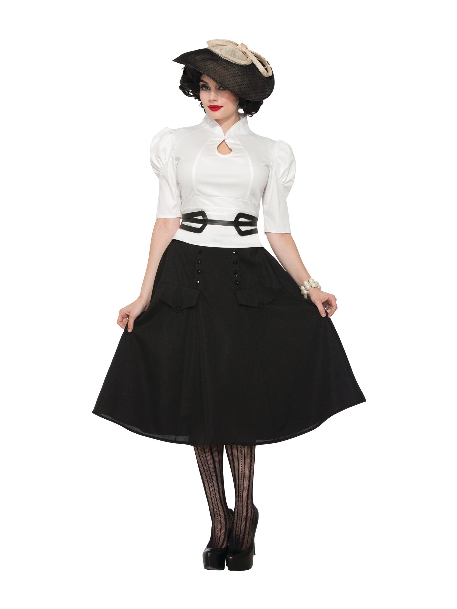 1940s, White, Generic, Adult Costume, Standard, Front